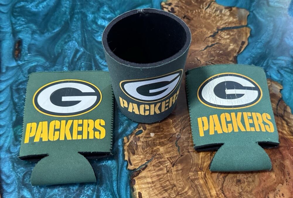 NFL Green Bay Packers - GREEN - Can Cooler, Koozie, NEW (Set of 3)